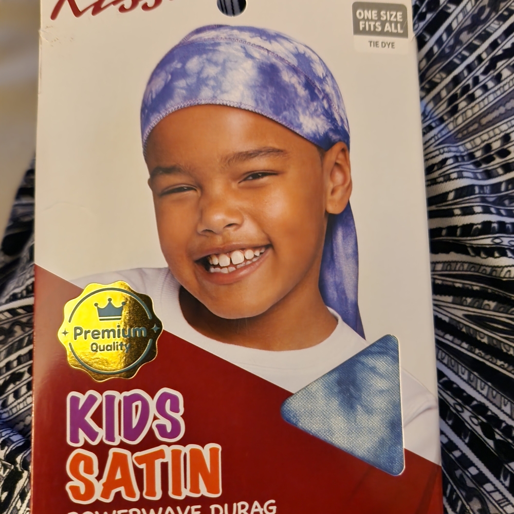 Kiss Kids Satin Blue Tie Dye Durag